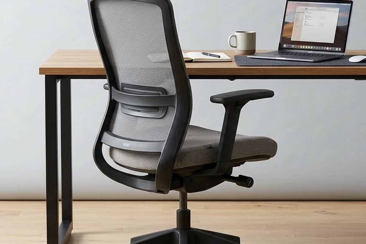 Ergonomic office chair and workstation in a modern office