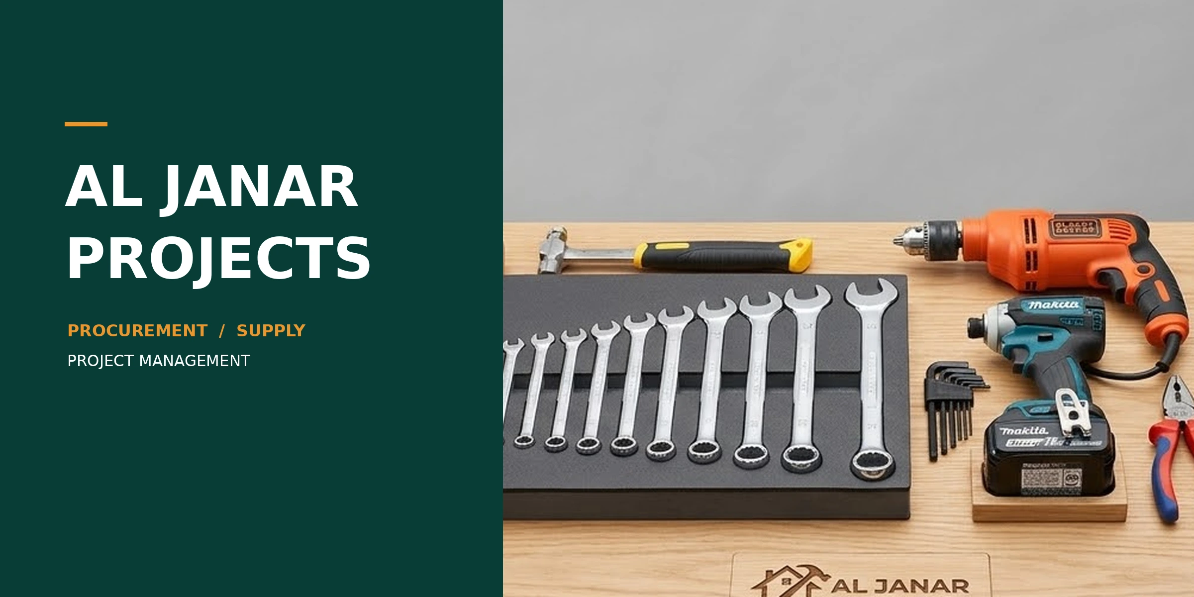 Al Janar Projects branded composition introducing procurement and supply services